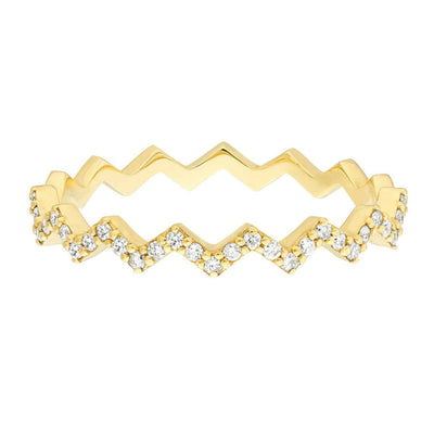 0.19CTW Natural Diamond 14K Gold Diamond Zig Zag Band Ring - WJD Exclusives