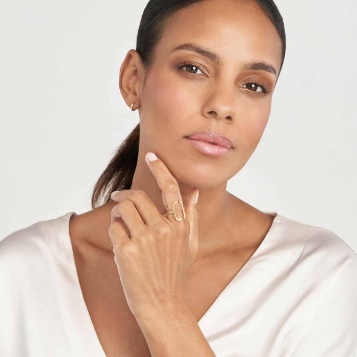 14K Gold Rectangular Frame Cocktail Ring - WJD Exclusives