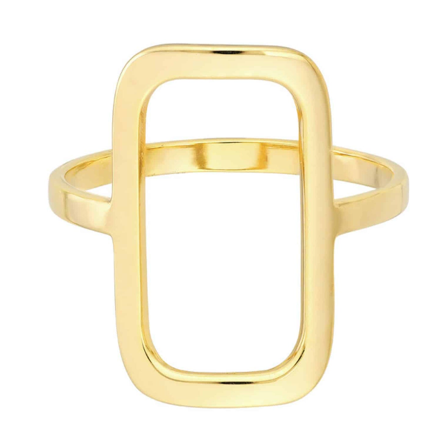 14K Real Gold Rectangular Frame Cocktail Ring