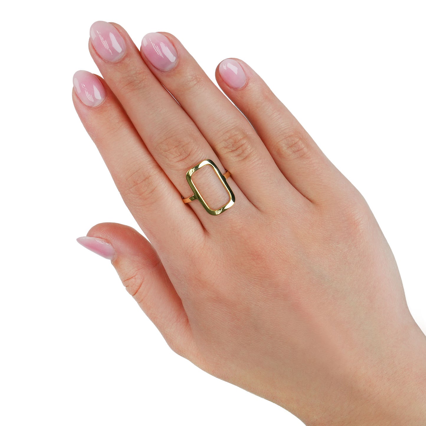 14K Gold Rectangular Frame Cocktail Ring