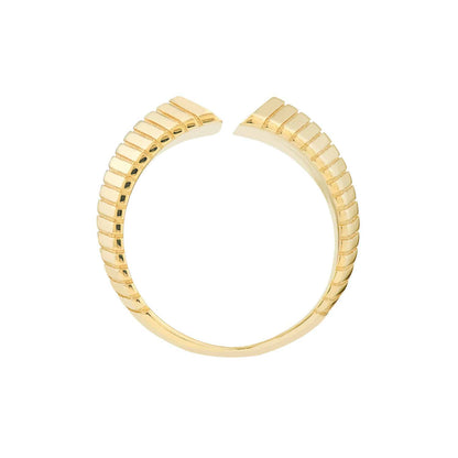 14K Real Gold Open Chevron Cuff Cocktail Ring
