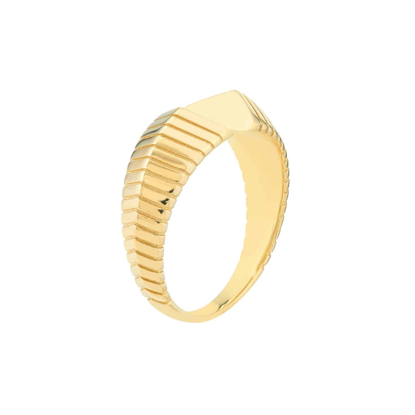 14K Real Gold Open Chevron Cuff Cocktail Ring