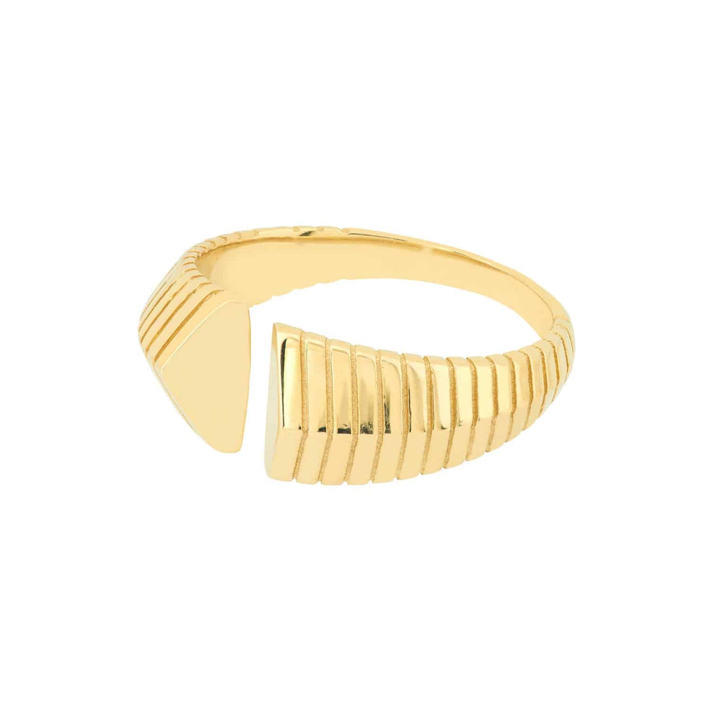 14K Real Gold Open Chevron Cuff Cocktail Ring