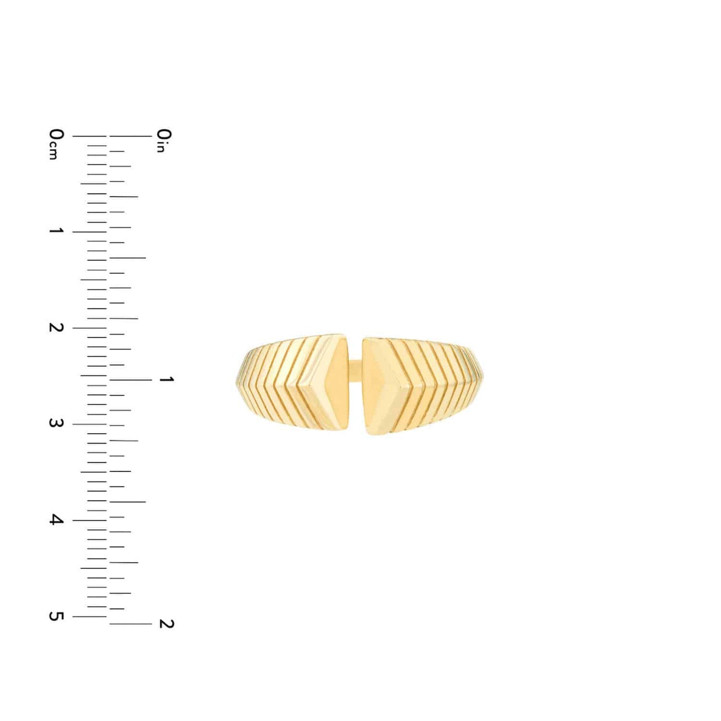 14K Real Gold Open Chevron Cuff Cocktail Ring