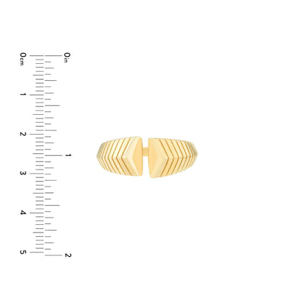 14K Real Gold Open Chevron Cuff Cocktail Ring
