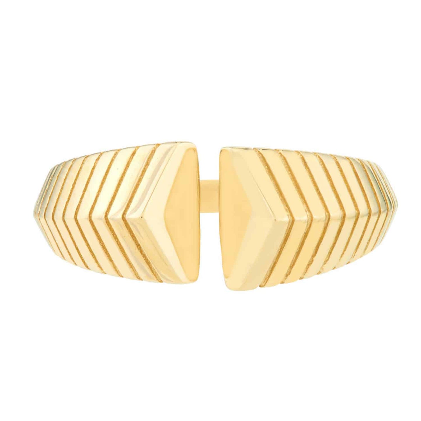14K Real Gold Open Chevron Cuff Cocktail Ring