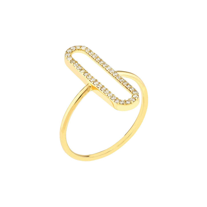 0.20CTW Natural Diamond 14K Gold Paperclip Frame Cocktail Ring - WJD Exclusives