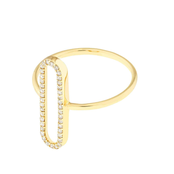 0.20CTW Natural Diamond 14K Gold Paperclip Frame Cocktail Ring - WJD Exclusives