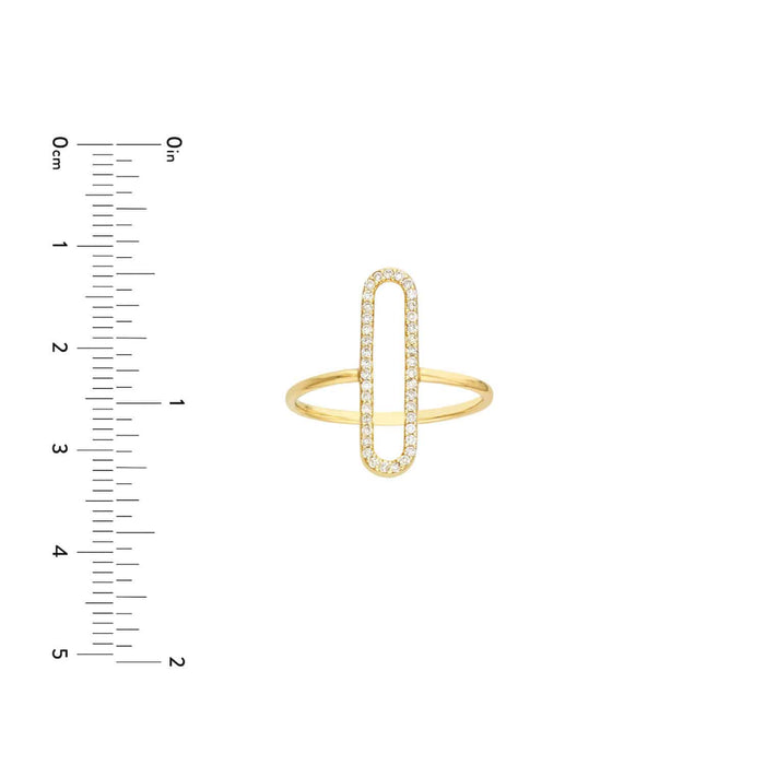 0.20CTW Natural Diamond 14K Gold Paperclip Frame Cocktail Ring - WJD Exclusives