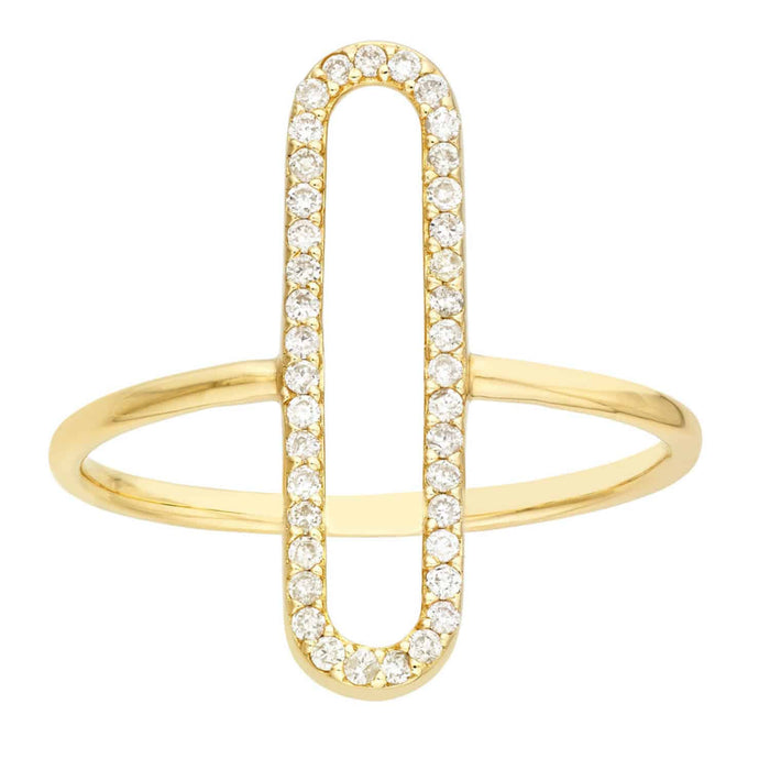 0.20CTW Natural Diamond 14K Gold Paperclip Frame Cocktail Ring - WJD Exclusives