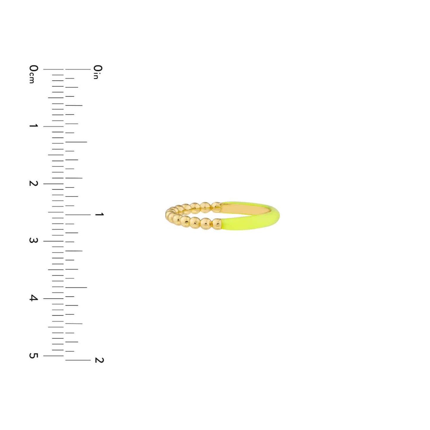 14K Gold Beaded Neon Yellow Enamel Cocktail Ring