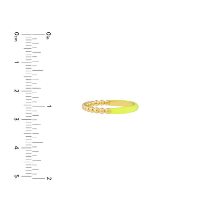 14K Gold Beaded Neon Yellow Enamel Cocktail Ring