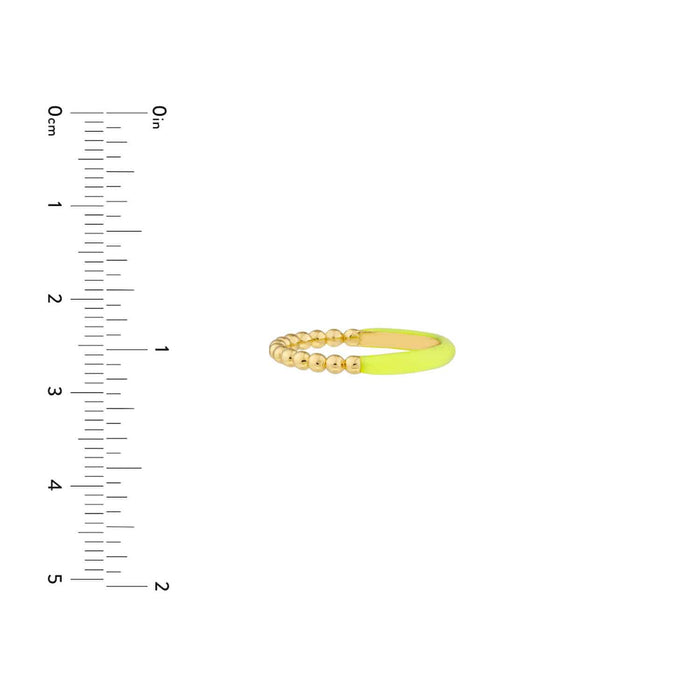 14K Gold Beaded Neon Yellow Enamel Cocktail Ring - WJD Exclusives