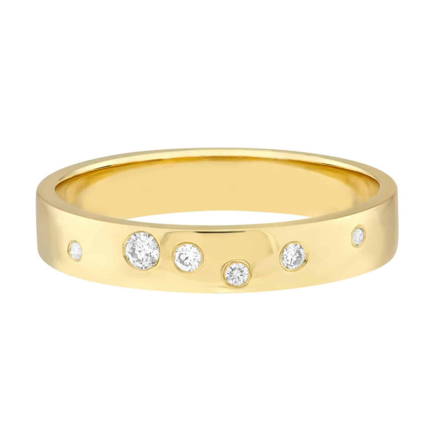 0.06CTW Real Diamond 14K Real Gold Yellow Polished Band Ring