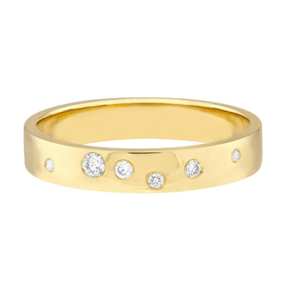 0.06CTW Natural Diamond 14K Yellow Gold Polished Band Ring - WJD Exclusives