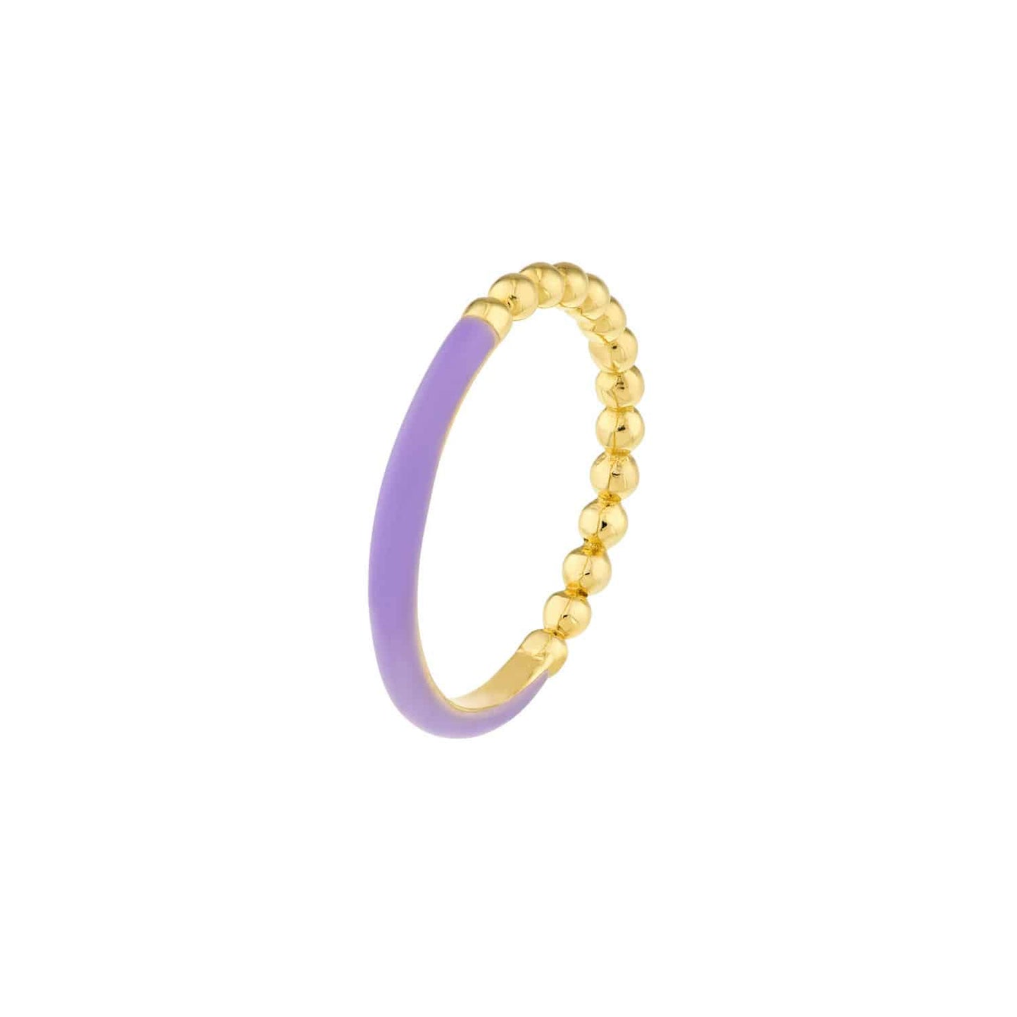 14K Real Gold Beaded Neon Purple Enamel Cocktail Ring