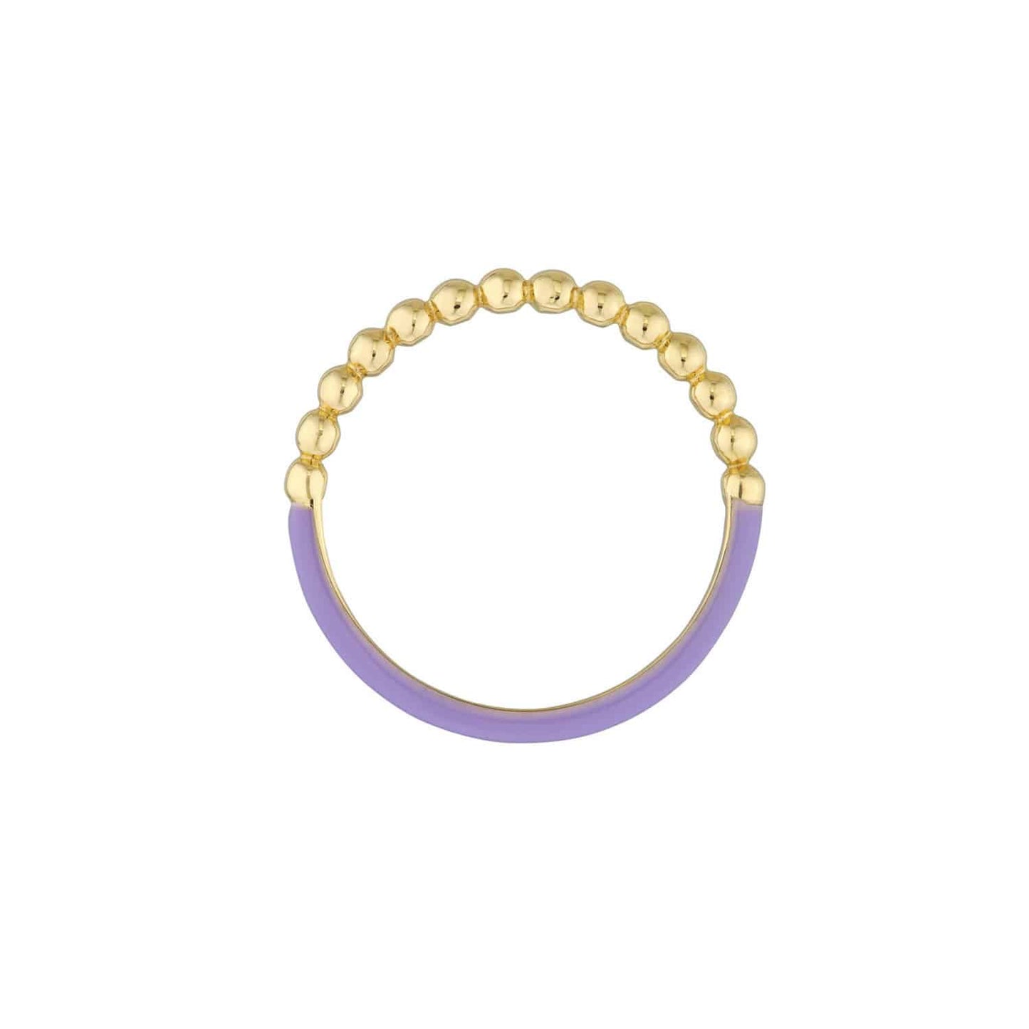 14K Real Gold Beaded Neon Purple Enamel Cocktail Ring