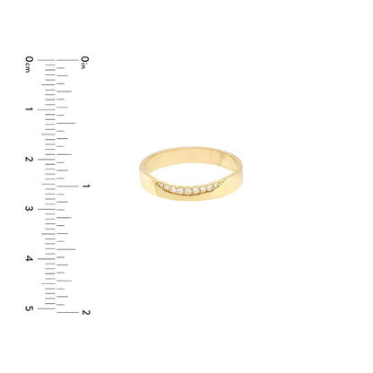 0.06CTW Real Diamond 14K Real Gold Yellow Curved Side Band Ring