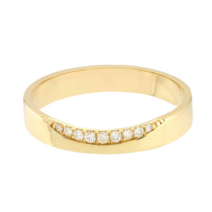 0.06CTW Real Diamond 14K Real Gold Yellow Curved Side Band Ring