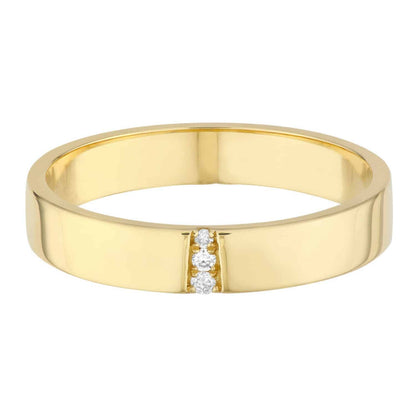 0.03CTW Real Diamond 14K Real Gold Yellow Trio Polished Band Ring