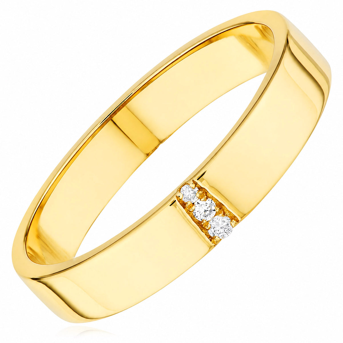 0.03CTW Natural Diamond 14K Yellow Gold Trio Polished Band Ring