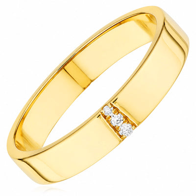 0.03CTW Natural Diamond 14K Yellow Gold Trio Polished Band Ring