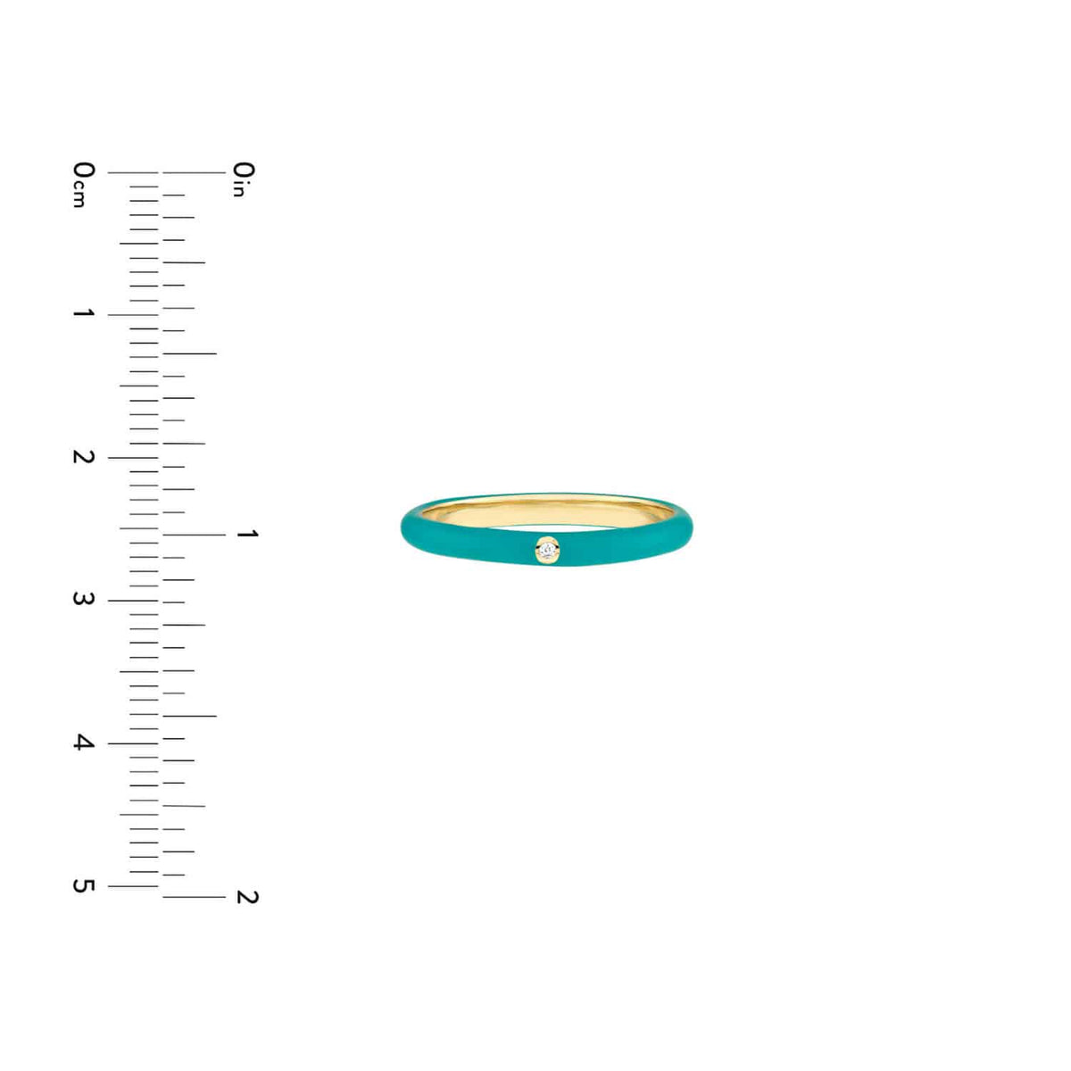 0.02CT Natural Diamond 14K Yellow Gold Teal Enamel Band Ring - WJD Exclusives