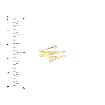 0.07CTW Real Diamond 14K Real Gold Wrap Around Bypass Cocktail Ring