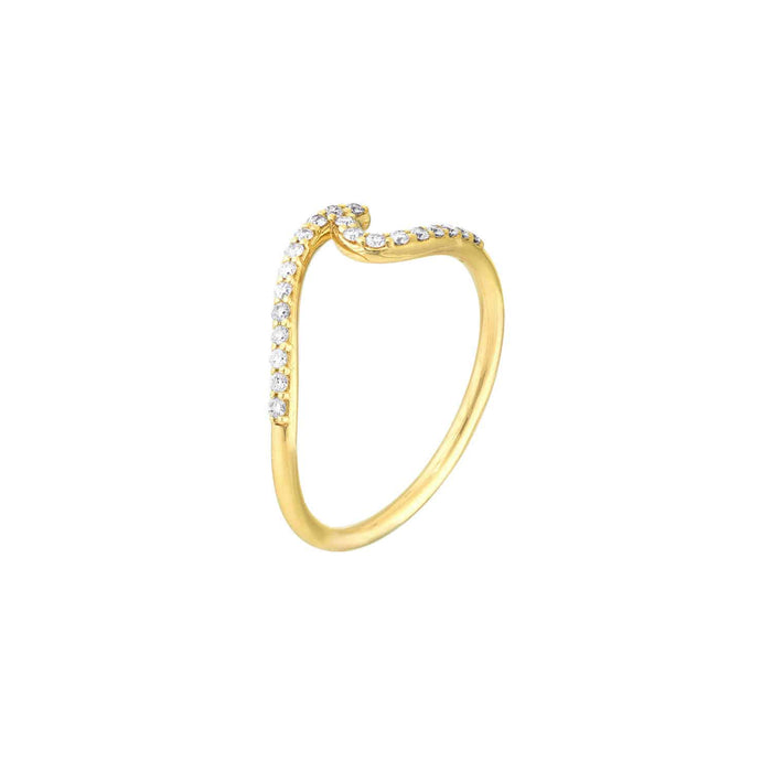 0.16CTW Natural Diamond 14K Gold Wave Cocktail Ring - WJD Exclusives