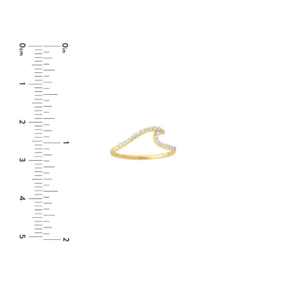 0.16CTW Real Diamond 14K Real Gold Wave Cocktail Ring