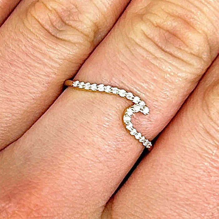 0.16CTW Natural Diamond 14K Gold Wave Cocktail Ring - WJD Exclusives