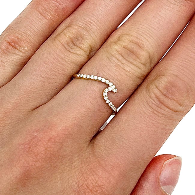 0.16CTW Real Diamond 14K Real Gold Wave Cocktail Ring