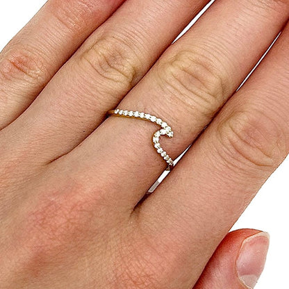 0.16CTW Real Diamond 14K Real Gold Wave Cocktail Ring