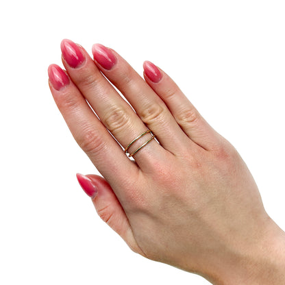 14K Gold Double Row Wire Cocktail Ring