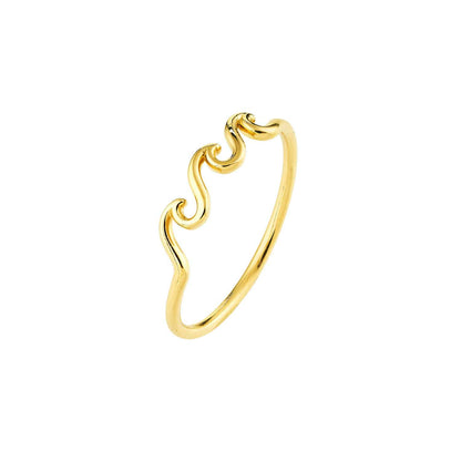 14K Real Gold Triple Wave Cocktail Ring