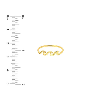 14K Real Gold Triple Wave Cocktail Ring