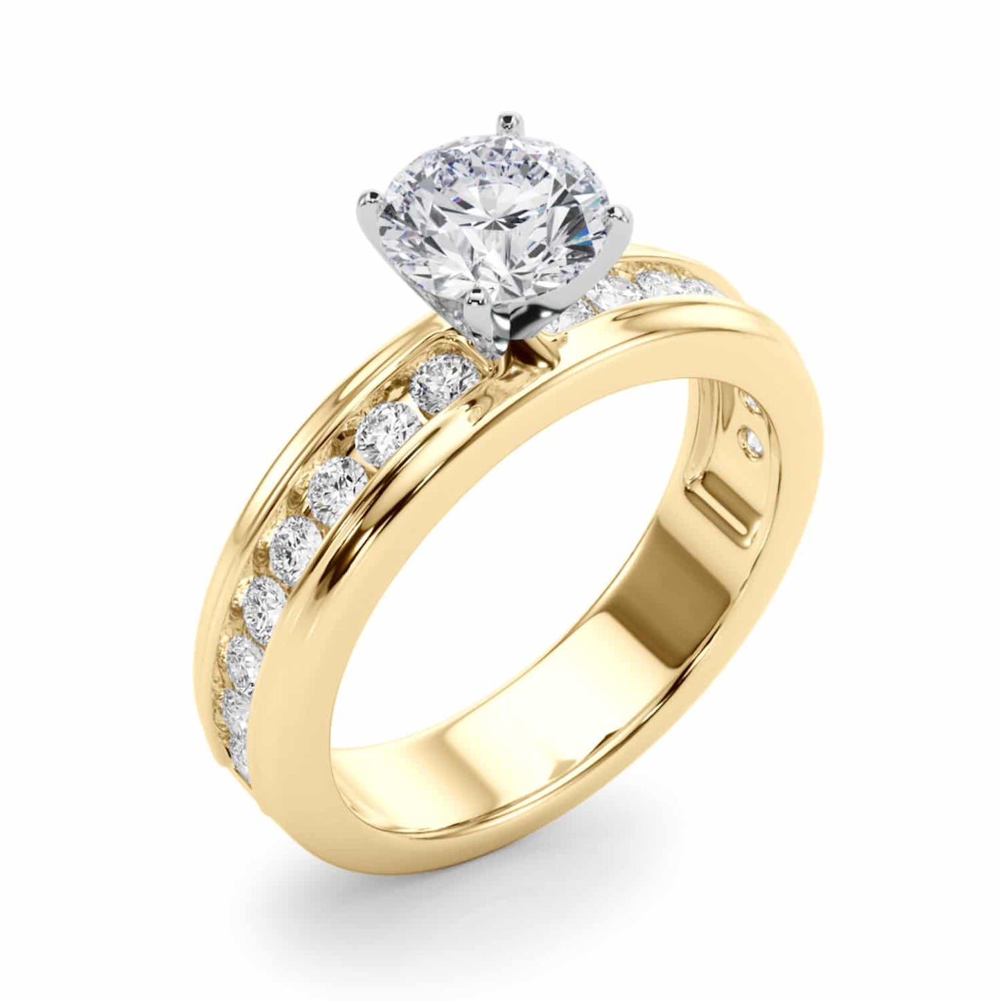 1.50CTW Lab-Grown Diamond 14K Real Gold Channel Set Engagement Ring
