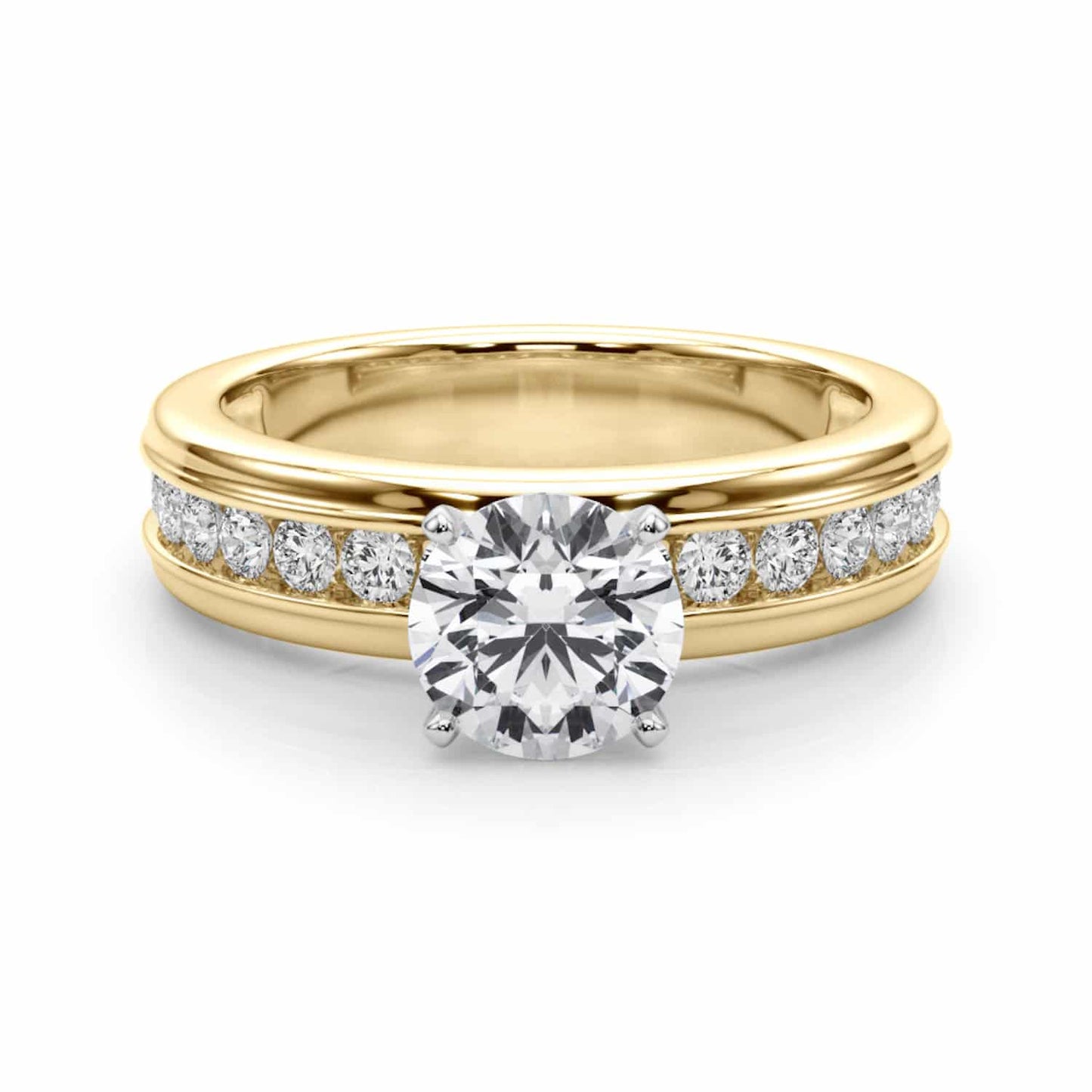 1.50CTW Lab-Grown Diamond 14K Real Gold Channel Set Engagement Ring