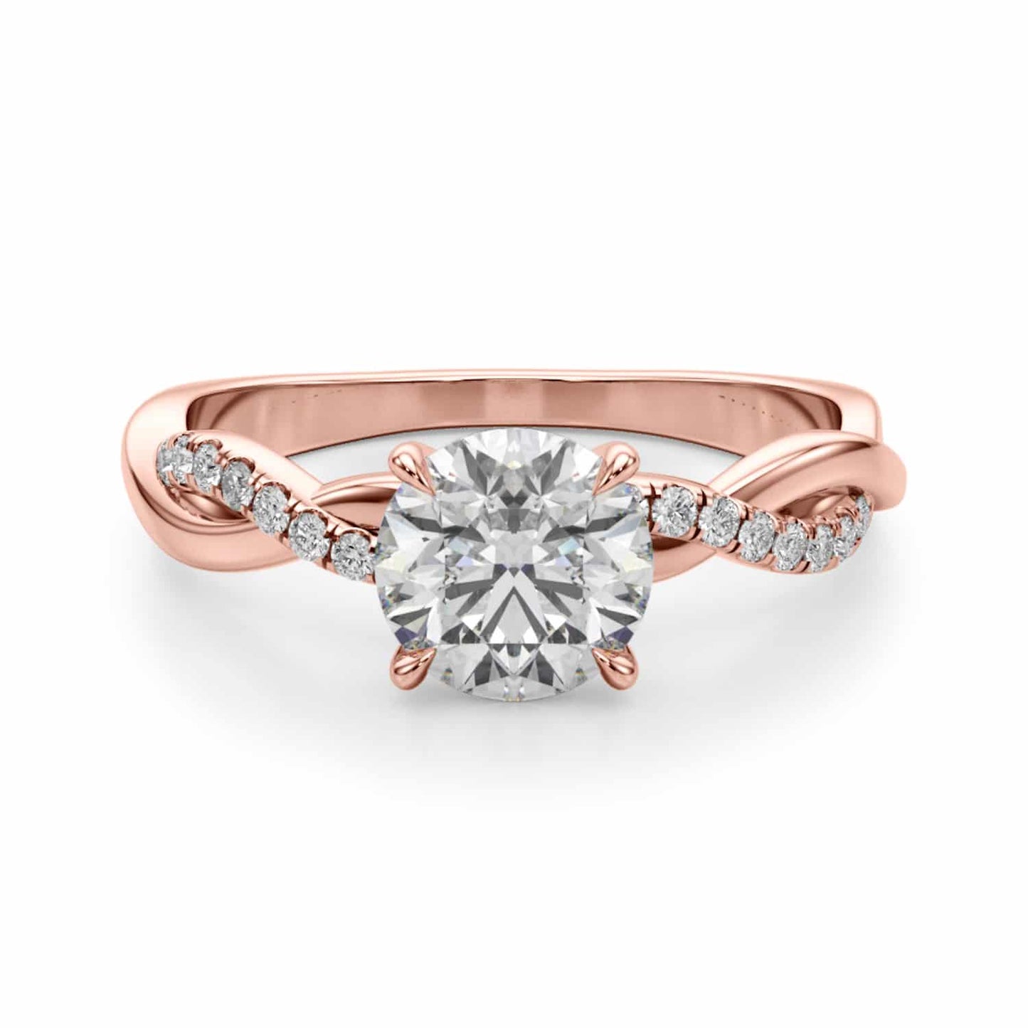 1.60CTW Lab-Grown Diamond 18K Gold Rose Twisted Shank Engagement Ring