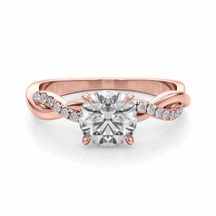1.60CTW Lab - Grown Diamond 18K Rose Gold Twisted Shank Engagement Ring - WJD Exclusives