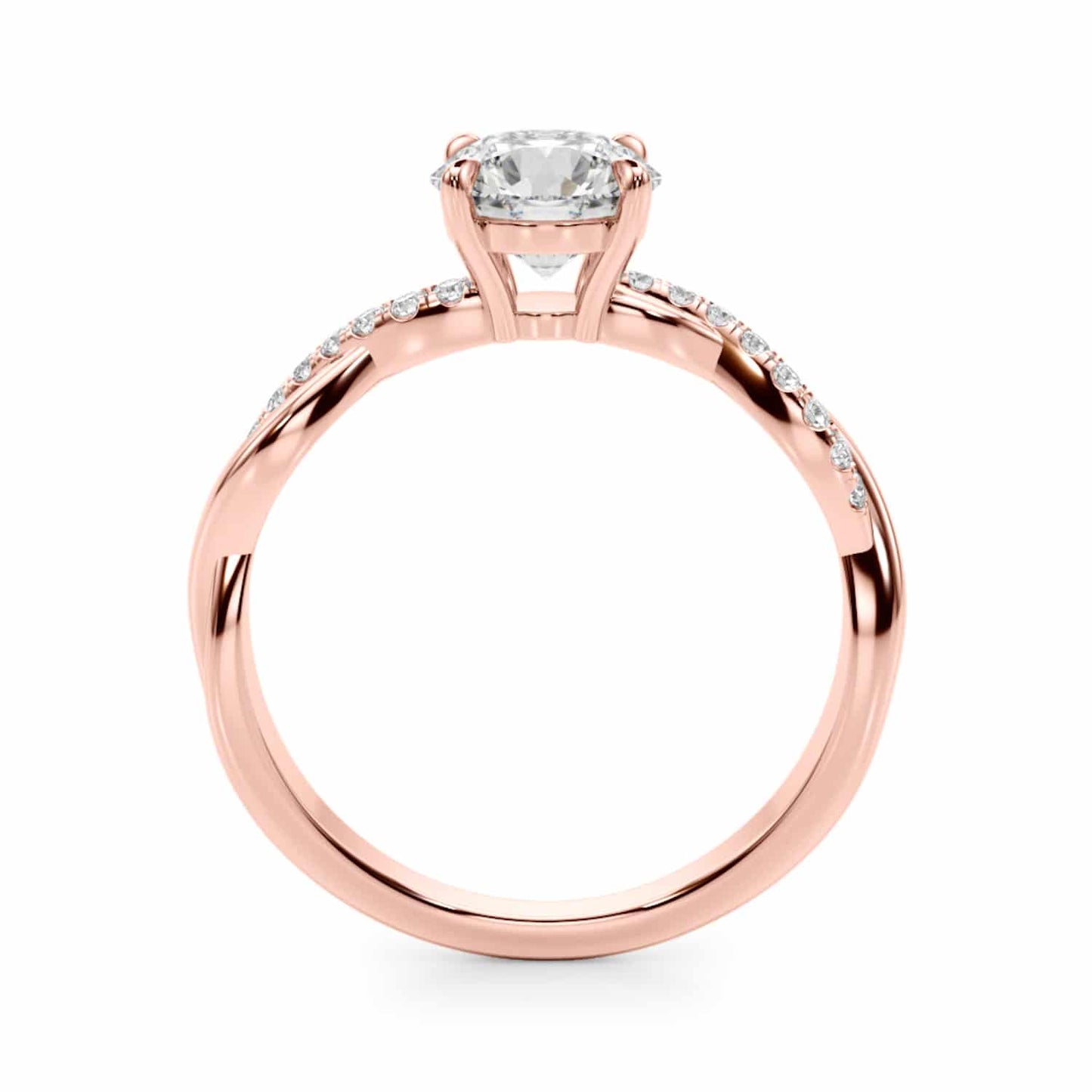 1.60CTW Lab-Grown Diamond 18K Gold Rose Twisted Shank Engagement Ring