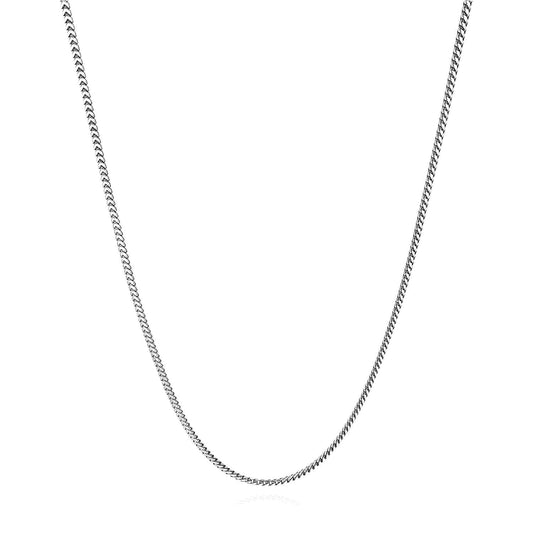 Solid Sterling Silver 1.5mm Franco Chain Necklace 16"-30"