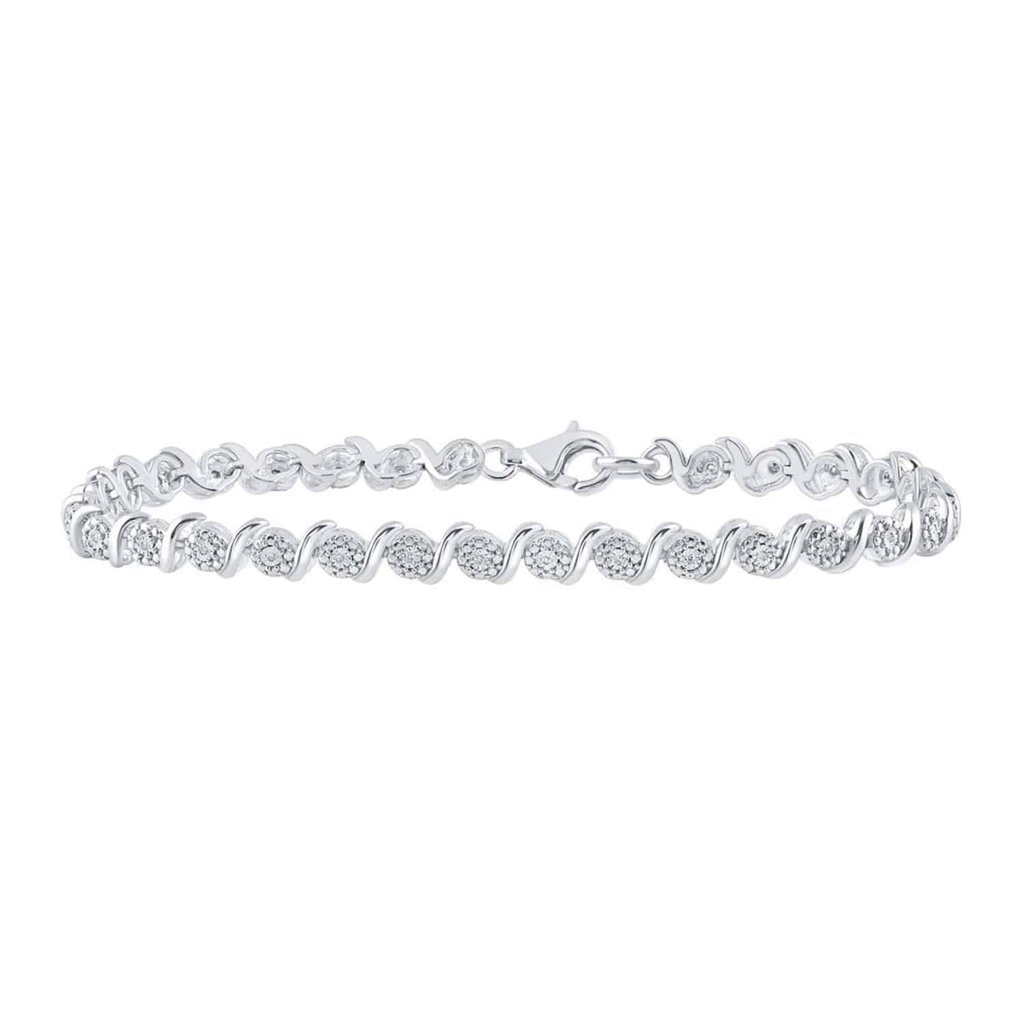 0.10CTW Real Diamond Sterling Silver Tennis Bracelet 7.5"
