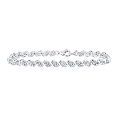 0.10CTW Real Diamond Sterling Silver Tennis Bracelet 7.5"