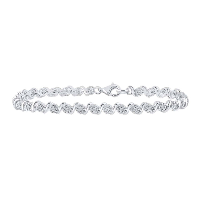 0.10CTW Natural Diamond Sterling Silver Tennis Bracelet 7.5" - WJD Exclusives