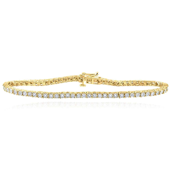 0.51CTW Natural Diamond Yellow White Sterling Silver 3.5mm Tennis Bracelet 8" - WJD Exclusives