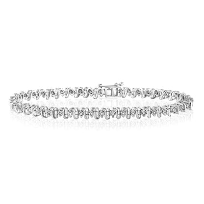 0.33CTW Real Diamond 5mm Sterling Silver S-Link Tennis Bracelet 7"