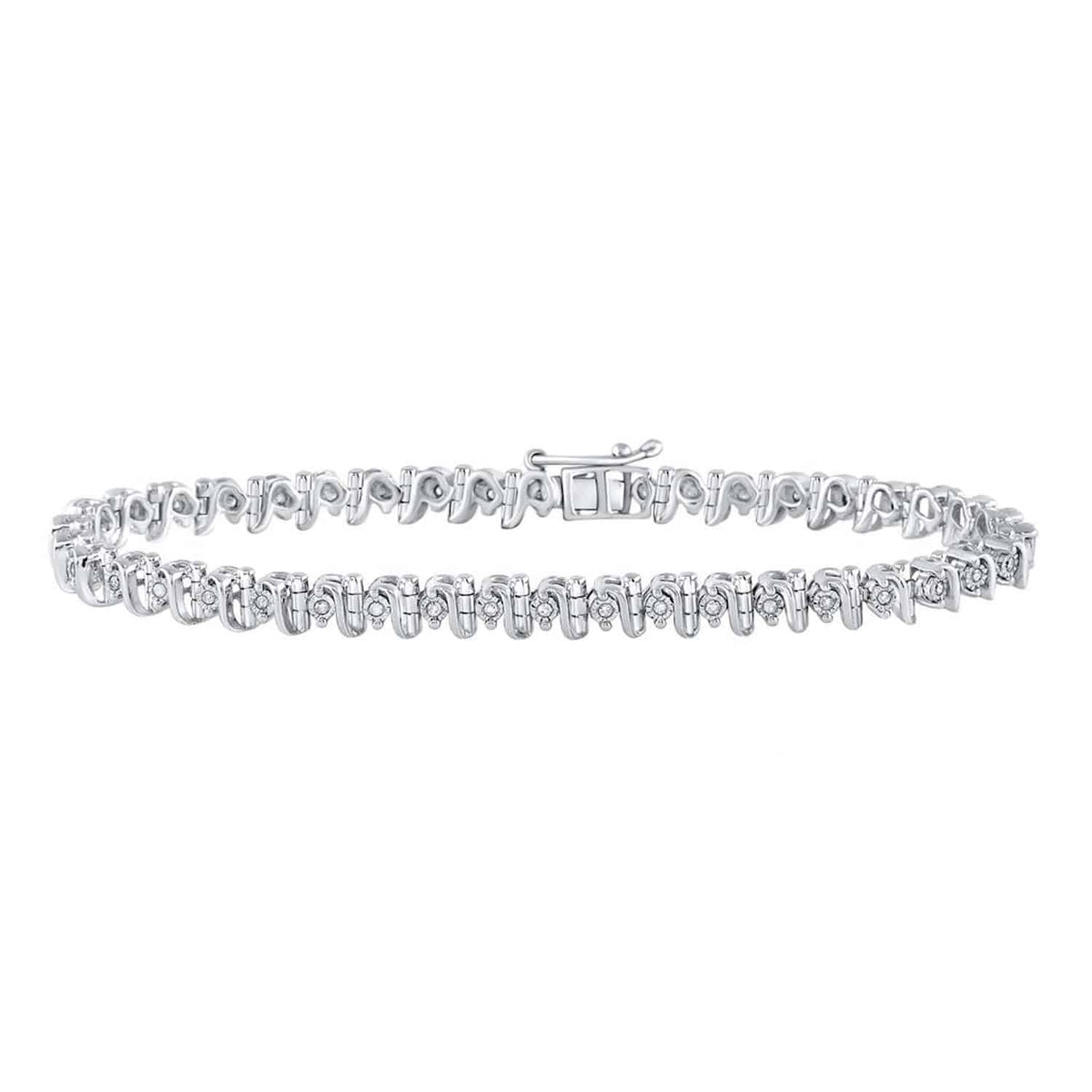 0.33CTW Natural Diamond 5mm Sterling Silver S - Link Tennis Bracelet 7" - WJD Exclusives