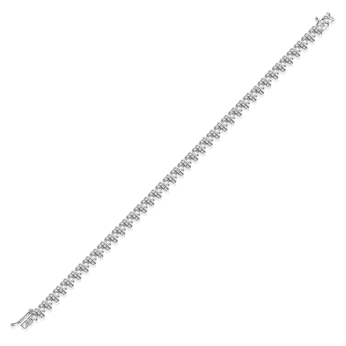 0.33CTW Natural Diamond 5mm Sterling Silver S - Link Tennis Bracelet 7" - WJD Exclusives