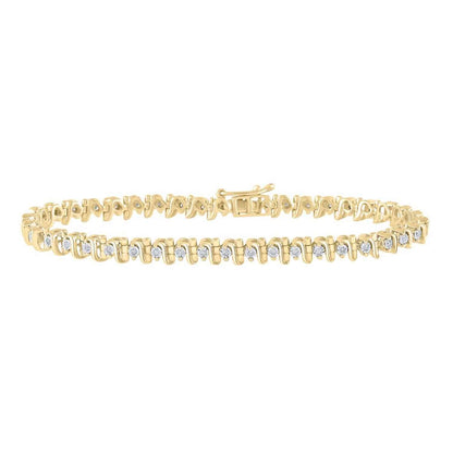 0.33CTW Real Diamond 5mm Sterling Silver S-Link Tennis Bracelet 7"